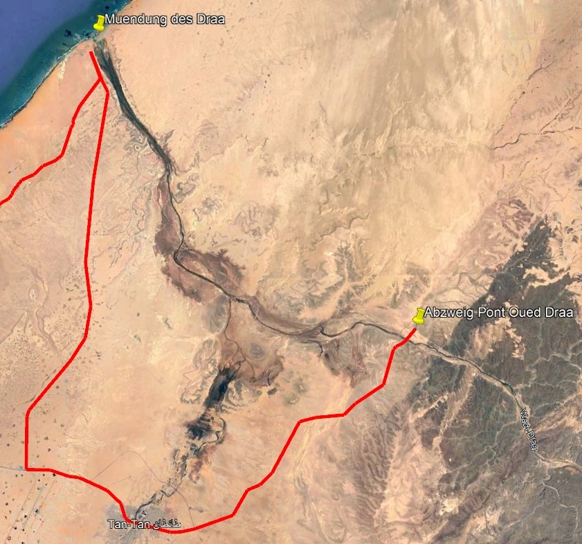 Mündung des Draa bis Abzweig Pont Oued Draa